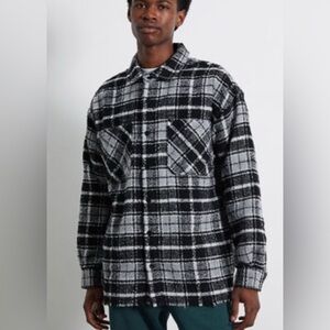 Pacsun Darkness Plaid Shacket Mens Black & White Sz Medium